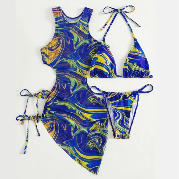 Other - NWOT 3 Piece Bikini Set and Coverup